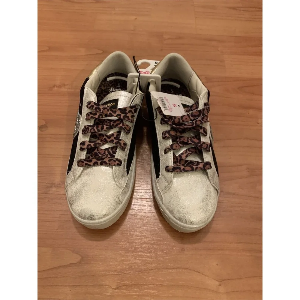 Justice Sport Girls Metallic Silver Gold Black Shoes Casual Choose Size